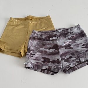 MBB Set of 2 Gold and Camouflage Kids dance Shorts. 
Size 7/8